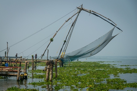 Chinese fishing net at Kochi fishing harbour in Kerala