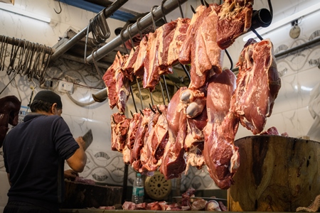 Meat shop in NIzamuddin, Delhi, India, 2023